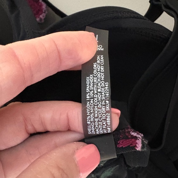 Torrid Blk Floral Embroidered Mesh High Neck Bikini Top Size 1 L Halter Swimwear - Picture 9 of 9